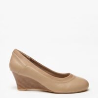Women's Textured Slip-On Ballerina Shoes with Wedge Heels
