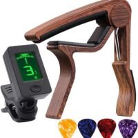Garlo Capo Guitar Capo Rosewood Capo with Guitar Tuner Clip-On Tuner for acoustic guitar and More.