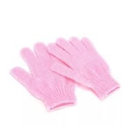 Generic 2pcs glove to exfoliate the body and remove dead skin light pink