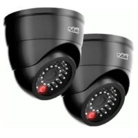 Rubik 2pc Dummy CCTV Camera with Flashing LED Light, Adjustable Fake Surveillance Camera Security Indoor Dome Camera with LED Light (Black)