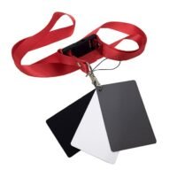 Generic White Black 18% Gray Color Balance Cards Digital Grey Card with Neck-Strap DSLR Camera White Balance Card Photography Accessory