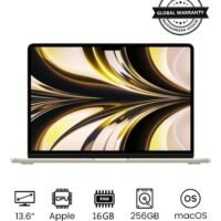 Apple MacBook Air 13.6-Inch Display: Apple M2 chip with 8-core CPU and 8-core GPU, 16GB RAM/256GB/ English Starlight