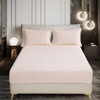 Bedding Fitted Sheet 2-Pcs Twin Size Solid Bed Sheet Set Fits(120x200CM) With Pillowcases And 30 CM Extra Deep Brushed Microfiber Bed Sheet,French Oak