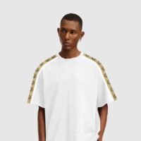 G&G AVENUE Unisex Summer Oversized Short Sleeve T-shirt Couple Style Spliced Ribbon Bottom Shirt Drop Shoulder Top Heavy cotton fabric