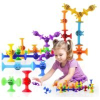 Generic Suction Cup Toy Bath Toy 40 Pieces Montessori Toy From 3 4 5 Years Sensory Toy Soft Silicone Building Blocks Suction Toy For Stress Relief Parent-Child Interactive Game