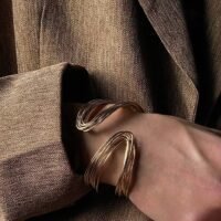 Generic Vintage Extravagant Multi-Layered Metal Bracelet for Fashion Shows