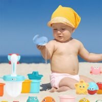 MEBEGIN 17PCS Beach Toy with Fishing Net Bag, Complete Beach Sand Toys Set, Safe and Child-Friendly Beach Toys with Attractive Design, Perfect for Any Beach Adventure, Ideal Gift for Kids