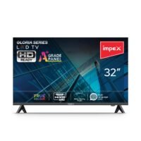 32 Inch HD LED TV With Free Wall Mount, A+ Grade Panel, Frameless Design, 1366x768 Resolution, 2 USB & 2 HDMI Ports, VGA & PC Audio Input, 50000 Hrs LED Life, HD Ready, 16:9 Aspect Ratio, Smart Energy Saving Gloria 32 Black