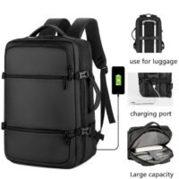 Laptop Backpack Business Travel Durable Laptop bag with USB Charging Port Waterproof Fashionable Multifunctional College School Backpack for Men Women Camping Hiking Outdoor Sports Black