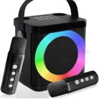 SU.YOSD NEW Karaoke Machine with 2 Wireless Microphones, Portable Bluetooth Karaoke Set for Children Adults with Voice Changing Effects & LED Lights Boys Girls Gifts Home Party