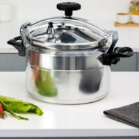 9 Liter Aluminum Pressure Cooker Equipped With Multi Safety Device And Unique Pressure Indicator Durable Aluminum Alloy Construction With Firm Handles Silver
