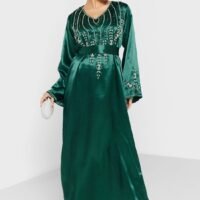 hayas closet V-Neck Embellished Jalabiya