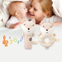 MEBEGIN 2PCS Baby Plush Rattles Set, Soft Rattles Shaker with Fox Appearance, Safe Stuffed Animal Rattle, Infant Sensory Toys, Baby's Nice Partner, Easy for Babies to Grasp