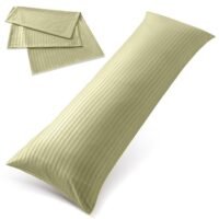 Hotel Linen Klub Long Body 1Pc Stripe Pillowcase - 100% Microfiber  with envelope closure, Soft and Durable Quality, Size : 45 x 125cm , Olive