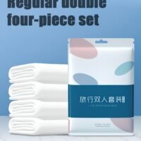 Generic disposable bed sheets king size?disposable travel bed set of four pieces, white independent packaging, duvet covers, pillowcases, suitable for hotels, business trips, travel, convenient to carry