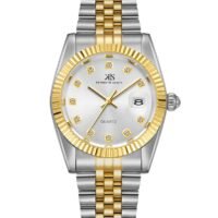 KENNETH SCOTT Kenneth Scott Men's Quartz Movement Watch, Analog Display and Stainless Steel Strap - K22036-TBTW, Two Tone Gold