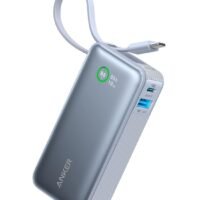 10000 mAh Nano Power Bank Portable Charger With Built-In USB-C Cable PD 30W Output Sky