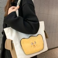 Large Capacity Shoulder Bag Durable Macaron Color Scheme Smooth Zipper Solid Color Tote Bag