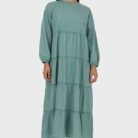 Alia by modanisa Puff Sleeve Tiered Dress