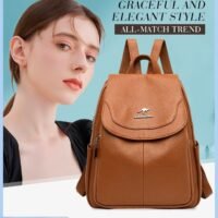 Casual Backpack Women's New All-Match Large-Capacity Soft Leather Schoolbag Outdoor Travel Backpack Ladies Bag