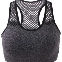 Generic Wireless Mesh Quick-Dry Sports Bra Bra Grey