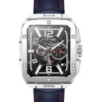 SWISS MILITARY Swiss Military Alps 2 Smartwatch with Call Features, Music Playback, 1000 Songs Storage, IP67, Fitness & Health, Magnetic Charging, 7-12 Days Battery Life, iOS/Android Compatible - Silver Blue