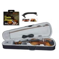 Mike Music 4/4 Full Size Acoustic EQ Electric Violin Fiddle Kit Solid Wood Spruce Face with Bow Hard Case Shoulder Rest,Cable,Extra Strings (Acoustic EQ Electric)