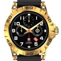 SWISS MILITARY Swiss Military Dom 2 Smartwatch: Receive & Make Calls,Sport Features,Heart Rate,Blood Pressure, Oxygen Level Monitoring, Magnetic Charging,5-7 Days Battery Life Compatible with iOS/Android-Yellow Gold