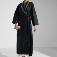 Khizana Embellished Detail Abaya With Side Tie With Sheila