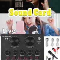E300 V8 Wireless Karaoke Microphone Sound Card Professional Condenser With Small Tripod For Live Streaming Studio Equipment