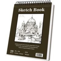 Garlo Sketch Book, Top Spiral Bound Sketch Pad, 1 Pack 100-Sheets (68lb/100gsm), Acid Free Art Sketchbook Artistic Drawing Painting Writing Paper for Kids Adults Beginners Artists
