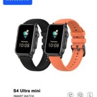 Haino Teko Haino Teko Germany S4 Ultra Mini Smart Watch With 2 Pair Strap and Wireless Charger For Men's and Women's Black