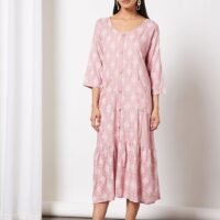 HANA & SARA All Over Printed Round Neck Jalabiya with Facemask