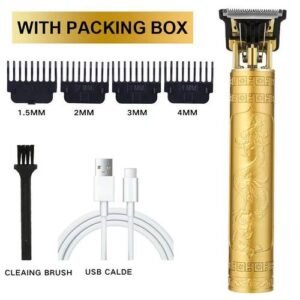 Metal hair styling electric pusher, electric hair clipper, rechargeable hair cutting kit-Gold