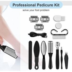 Professional Pedicure Tool Set, 10 in 1 Pedicure Kit Stainless Steel Foot Care Kit Foot File Dead Skin Remover Pedicure Kit, Foot File Kit Foot Callus Remover, Travel Foot Care for Home and Salo