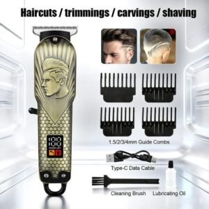 Cordless Rechargeable Hair Clipper Kit and Beard Trimmer with Charge level display Men Shaving Machine Home Barber Salon Hair Cutting Kit