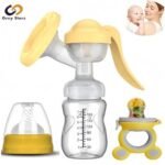 3 In 1 Manual Breast Pump ,180ml Feeding Bottle Pump,Powerful Suction Cup-Yellow
