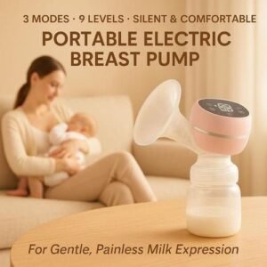 TIMBUTUS Electric Breast Pump  Portable Rechargeable Breastfeeding Pump with LCD Display, 3 Modes & 9 Levels  180ml Capacity