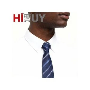 HIBUY Men's striped blue business tie with knot free zipper tie