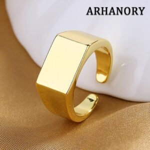 ARHANORY Men's Adjustable Copper Ring - Gold, Simple Design, Comfortable Fit