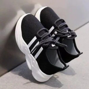 Boy Girls Sneakers Children's Breathable Mesh Lightweight Comfortable Kids Sport Casual Shoes - Black